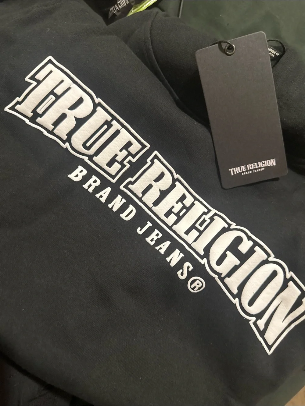True Religion Men’s Black Sweatshirt with White Logo